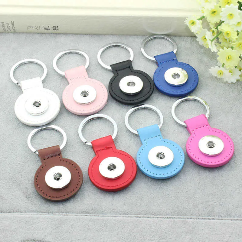 New Snap Jewelry PU Leather Keychains Fit 18mm 20mm Snap Buttons DIY Snap Keyring For Women Keychain G1019