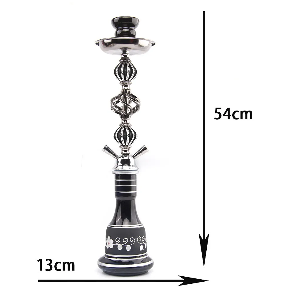 Wholesale Arabian Acrylic Hookah Set With Medium Hemp Double Tube Black