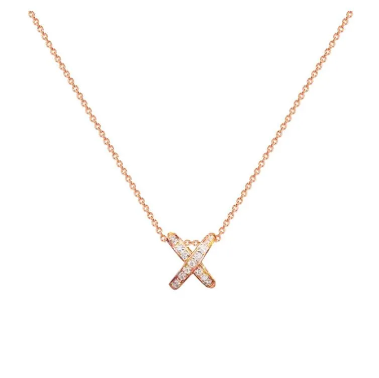 Klasyczna marka biżuterii Krzyż Cross 925 Sterling Silverrose Gold Fill Pave Micro White Sapphire CZ Diamond Eternity Love Women 232v