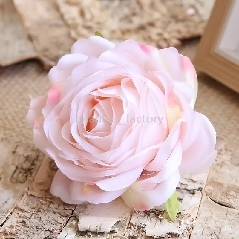 9 cm sztuczne wielowarstwowe głowice róży dekoracyjne kwiat jedwabne fałszywe luzem kwiaty ślubne pokój stół domowy 2891