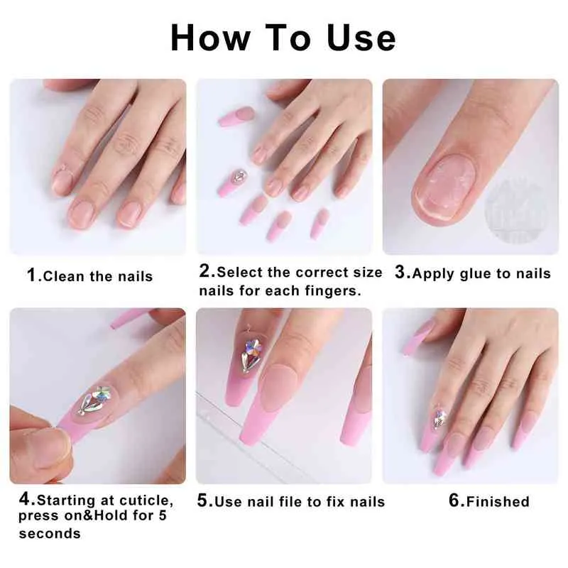 false nails 짧은 거짓 손톱 관 누드 핑크 디자인 인공 발레리나 가짜 접착제가있는 풀 커버 네일 팁 220225