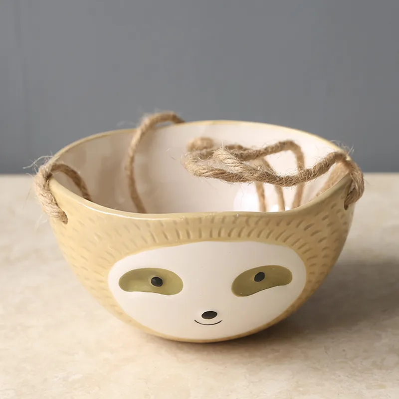 Sloth Flower Pot Animal Plant Hanging er Ceramic s for s Home Garden Hang Scindapsus Chlorophytum Y200709