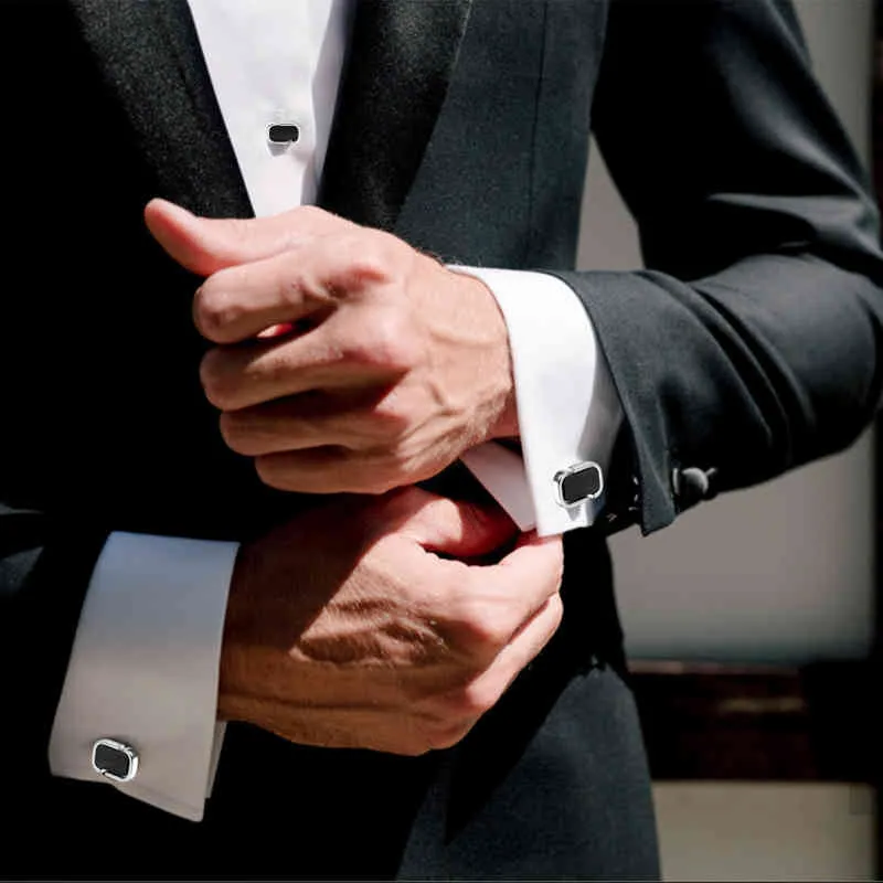 HAWSON émail boutons de manchette goujons ensemble hommes chemise de smoking mode noir bouton de manchette meilleurs cadeaux pour mariage bijoux de mode