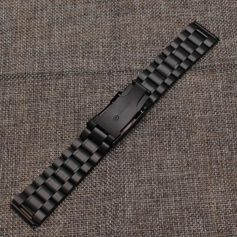 Titta på band Watchband Black 18mm 20mm 22mm 24mm Rostfritt stål Metallband Armband En sidknapp Rak End -handledsband på SA250A