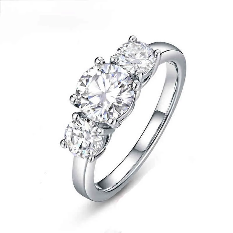 Moissanite s 6.0mm Round CutMoissanite Diamond Engagement Wedding Double Halo Ring Silver cadeau pour femme