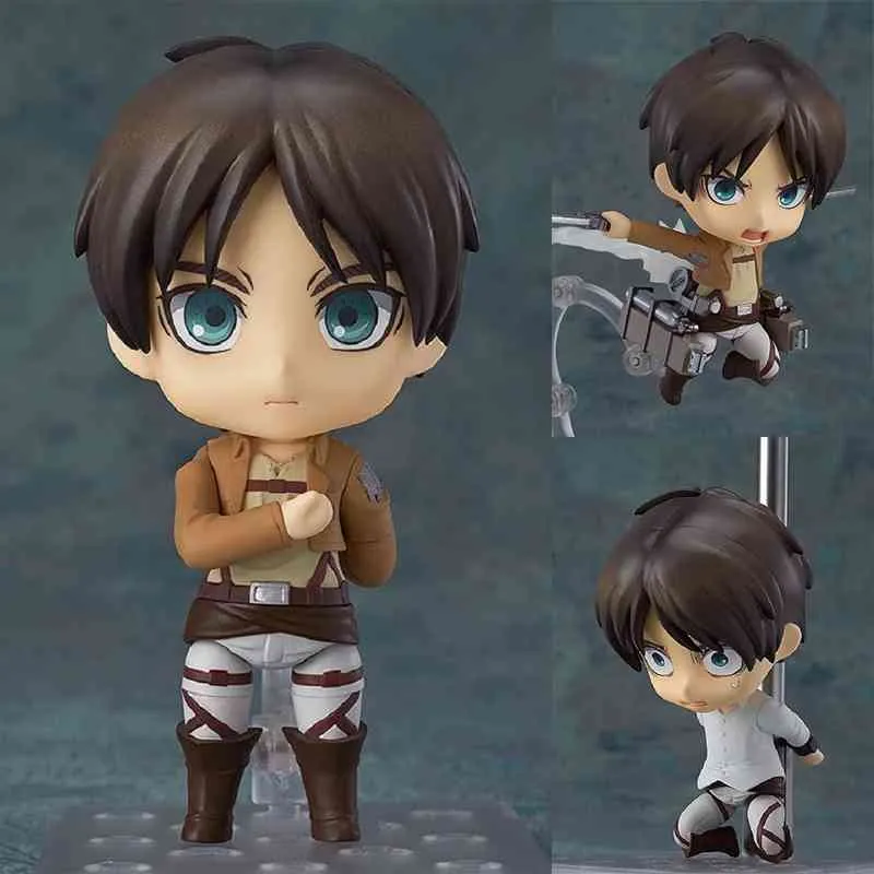 Q ver. 10 cm Anime Attaque sur Titan Action Figure Eren Jaeger Figurine Levi Ackerman PVC Collection Modèle Jouets Chiffres X0526