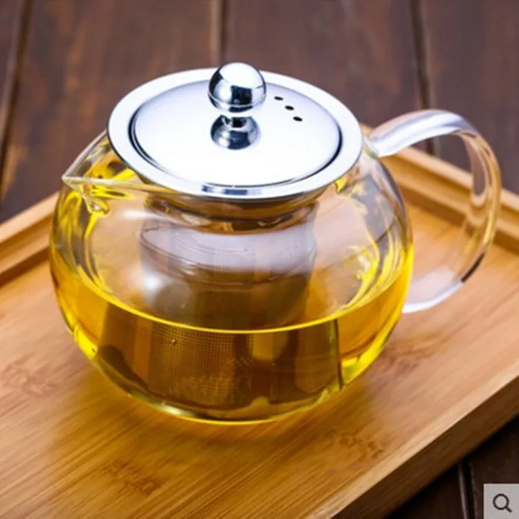 Bule de chá de vidro resistente ao calor conjunto flor puer chaleira bule de café conveniente com infusor escritório casa teacup307a