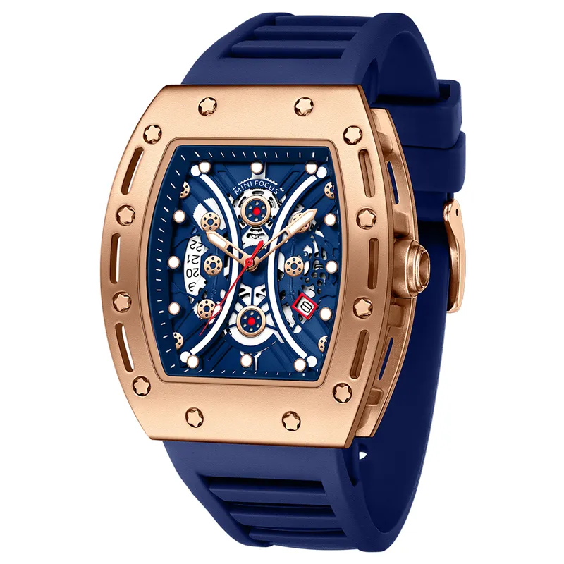 Mężczyźni szkielet zegarek mody kwarcowy sport biznesowy renogio męski silikonowy zespół Waches3069