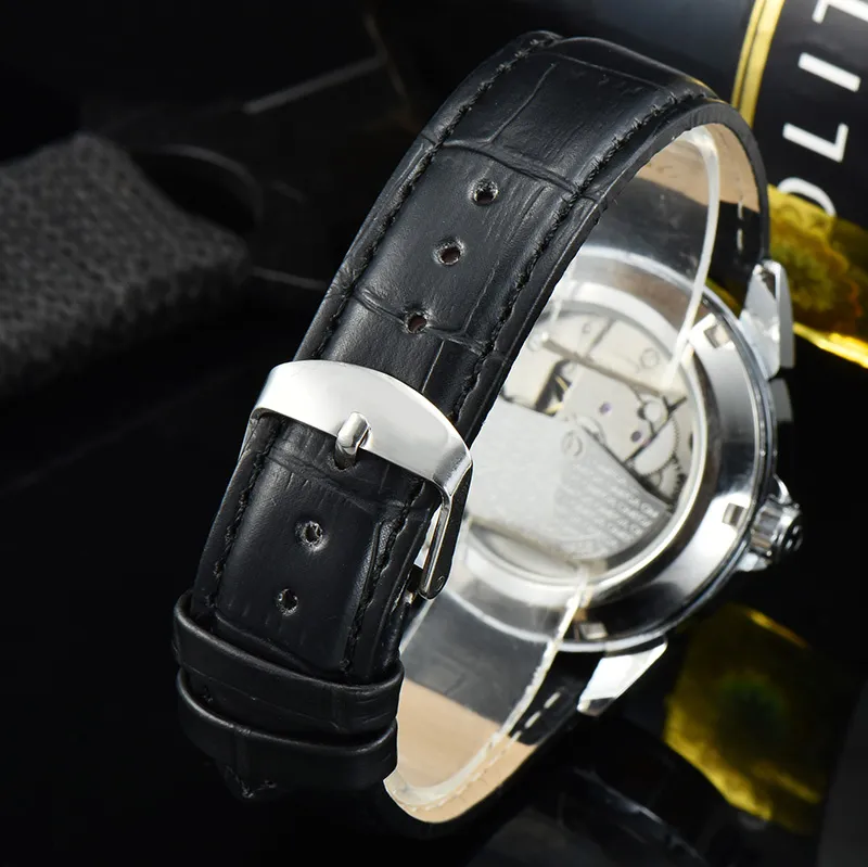 Automatisch uurwerk mechanisch horloge voor heren, alle wijzerplaat werkt met duidelijke achterkant, herenhorloges, roestvrijstalen band, functioneel polshorloge auto300D