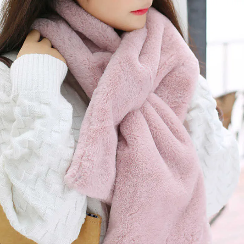 女性の冬の暖かい厚いスカーフの固体色のフェイクのウサギの毛皮の豪華なクロスカラーのスカーフショールの襟のエレガントな暖かい暑いH0923