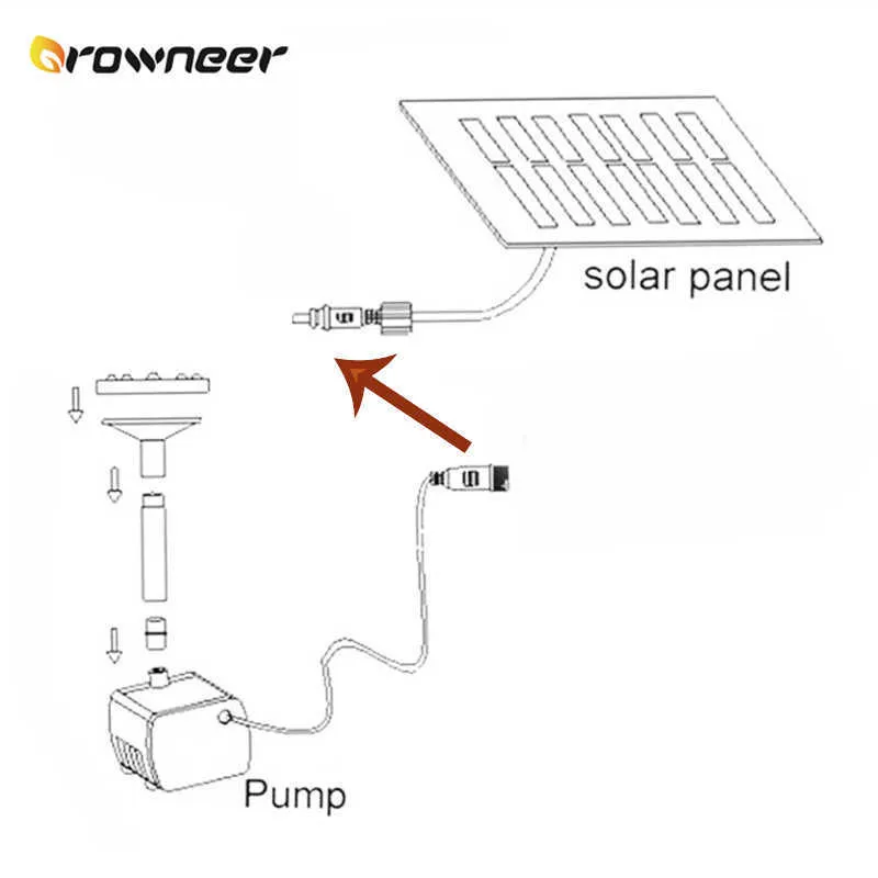 Solarpanel-Brunnen, 180 l/h, 7 V Wasserpumpe, 1,2 W, Schwarz, für Garten, Pool, Teich, Aquarium, lange Lebensdauer, Sonnenlicht, Vogelbäder, Sprühdüsen, 210713