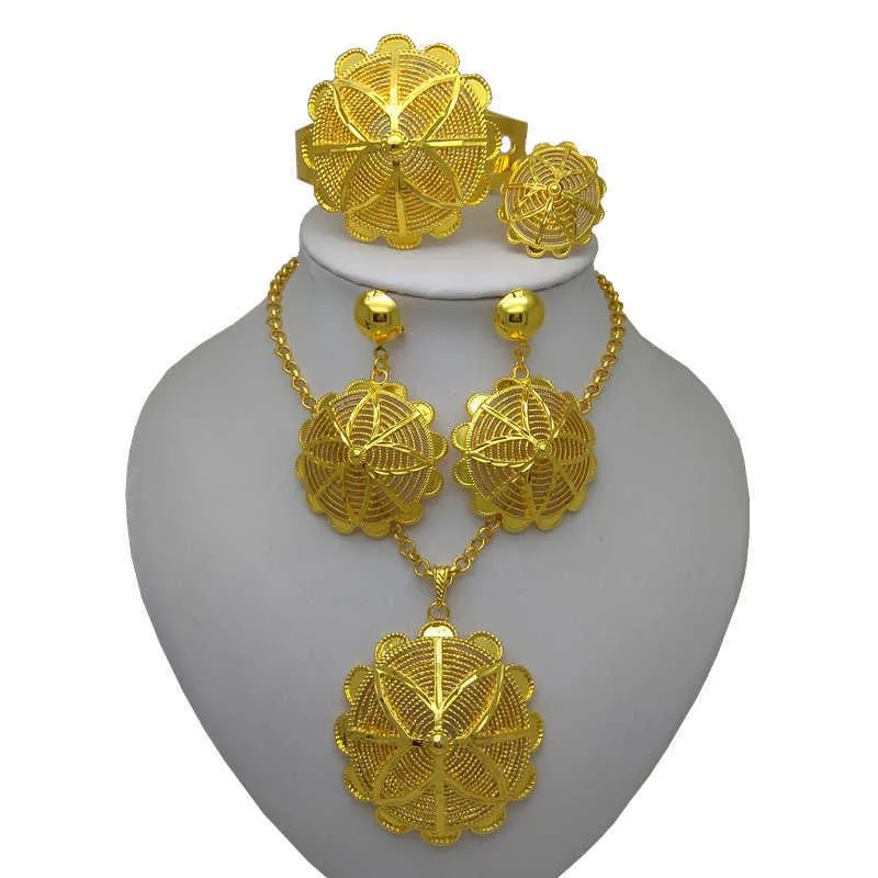 Królestwo Końskie Ślub Złoty Biżuteria Hurtownie Moda Afryki Koraliki Biżuteria Zestawy w Nigeria Afryka Indie Biżuteria Zestaw H1022