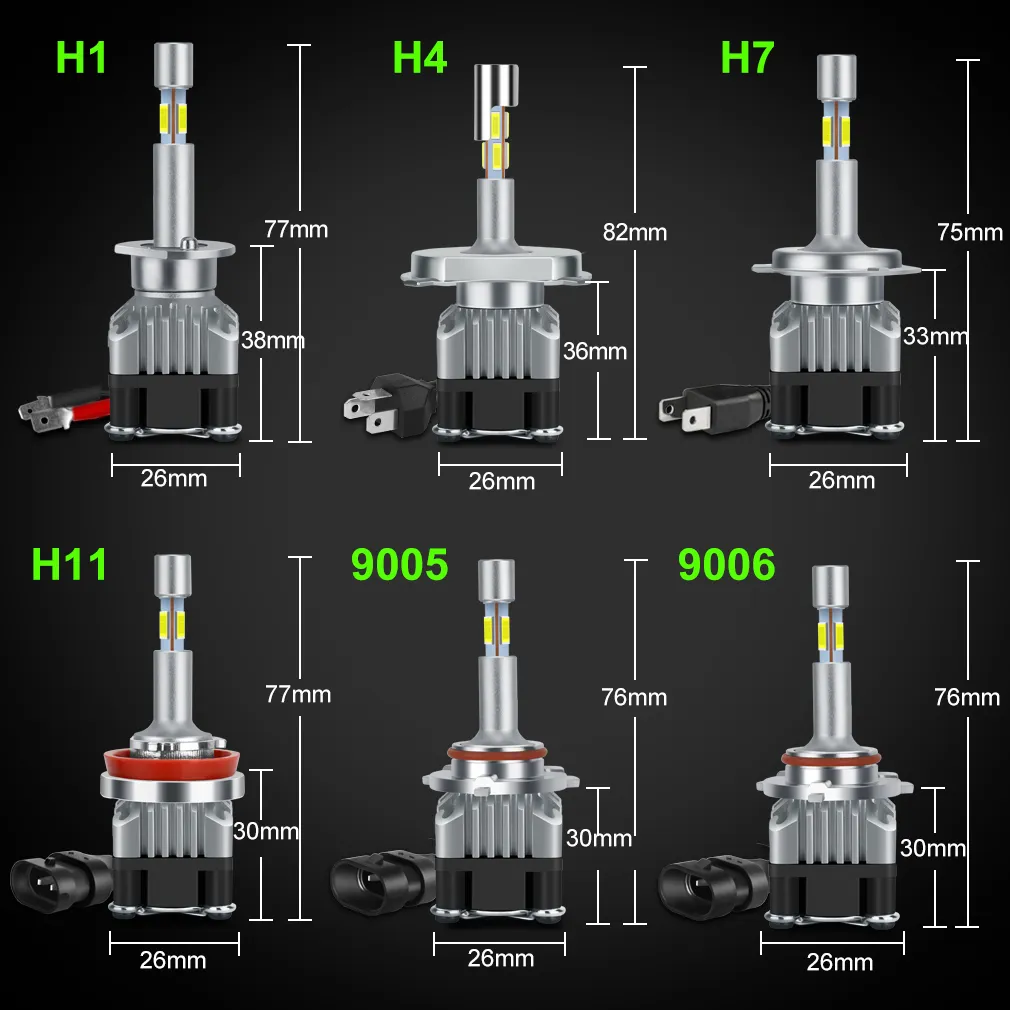 18000LM 4 lati Canbus H7 faro H1 Turbo H4 9005 HB3 9006 HB4 LED H8 H11 Lampadina 6500K Lampada a 360 gradi diodi Auto Fog Fog