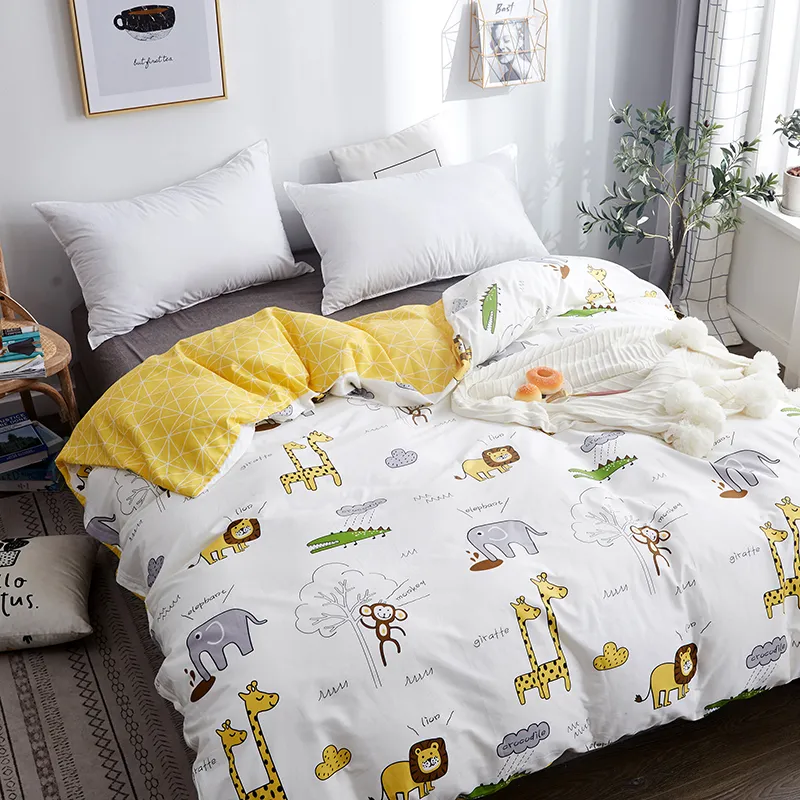 Têxtil caseira Cute Cute Animals Pried Duvet Capa desenho animado 100% algodão Quilt Rainha King Size Garotas Garotas Presente Y200417