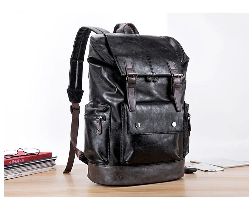 Mannen Grote leer Antitheft Travel Backpack Laptop Luxurys Tassen Zwart Bagpack Boy Big Capaciteit School Male Business vrouwen Schouder249w