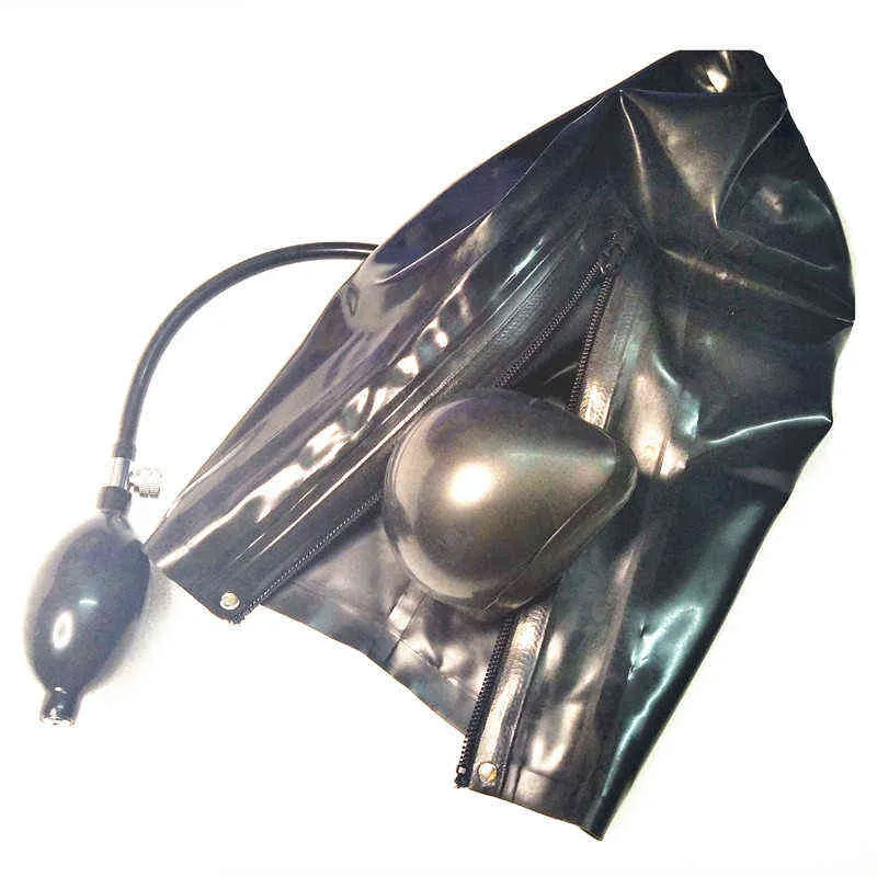 NXY Sm bondage BDSM Bondage Latex Slave Mask Sex Hood with Mouth Gag Extreme Torture Adult Games Toys for Women Black RJDY01 1126