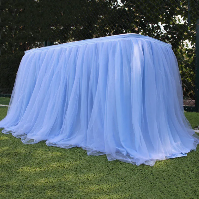 Tutu – jupe de Table en Tulle, nappe en maille élastique, décoration pour fête de mariage, accessoires textiles pour la maison, 235x