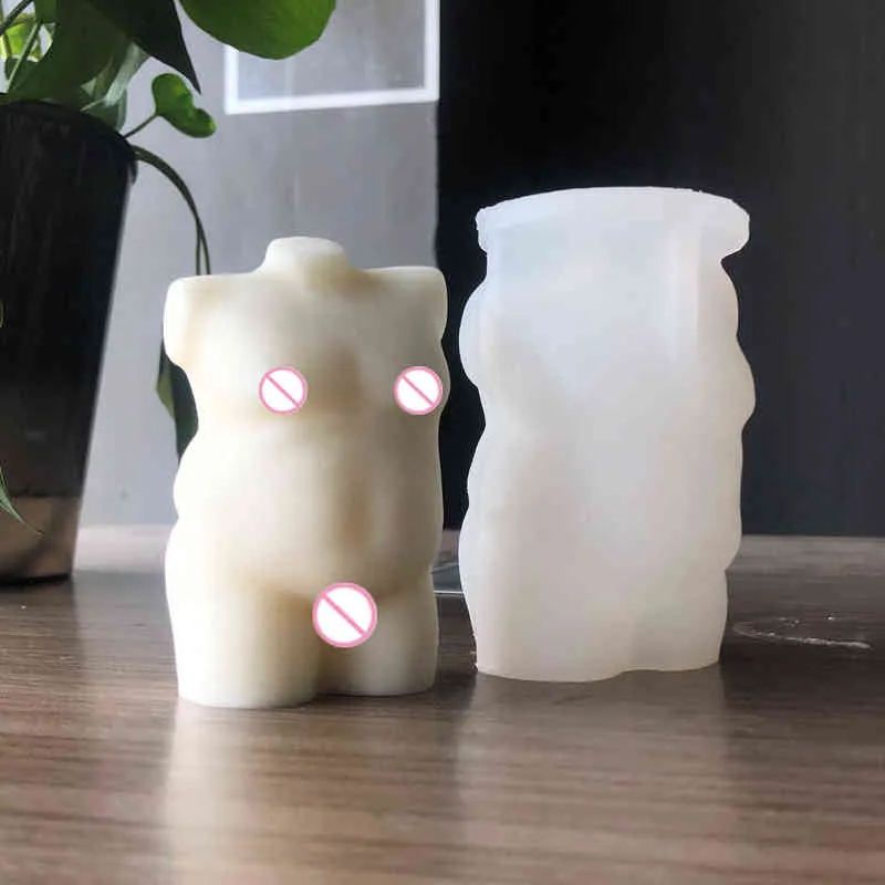 BT0013 BEAUTY 50% half DIY handmade human plump curvy female male candle mold woman body Goddess torso silicone candle mold H1222