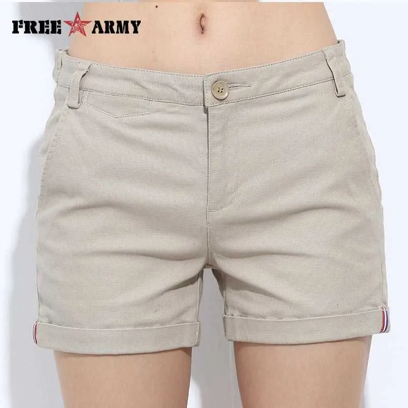 FREEARMY Mini Damen Sexy Kurze Shorts Sommer Slim Casual Mädchen Militär Baumwolle 4 Farben Plus Größe Weiblich 210719