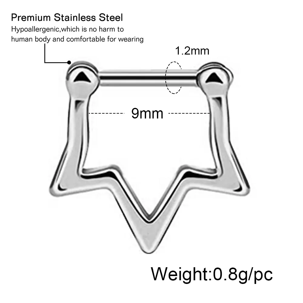 스테인레스 스틸 중격소리 링 링 연골 헬릭스 TRAGUS 후프 다이어 귀걸이 코 링 링 후프 힌지 세그먼트 Clicker Piercing