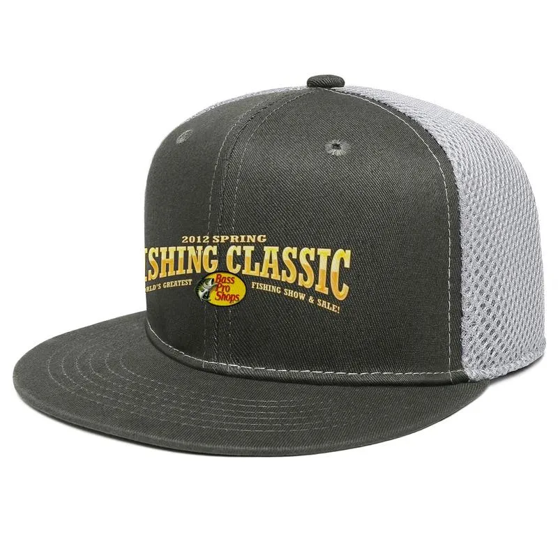 Bass Pro Shop pescando logotipo original Boné de caminhoneiro de aba plana unissex Cool Fashion Baseball Hats Black Fish Shops Logo Symbol Outdoor W253w