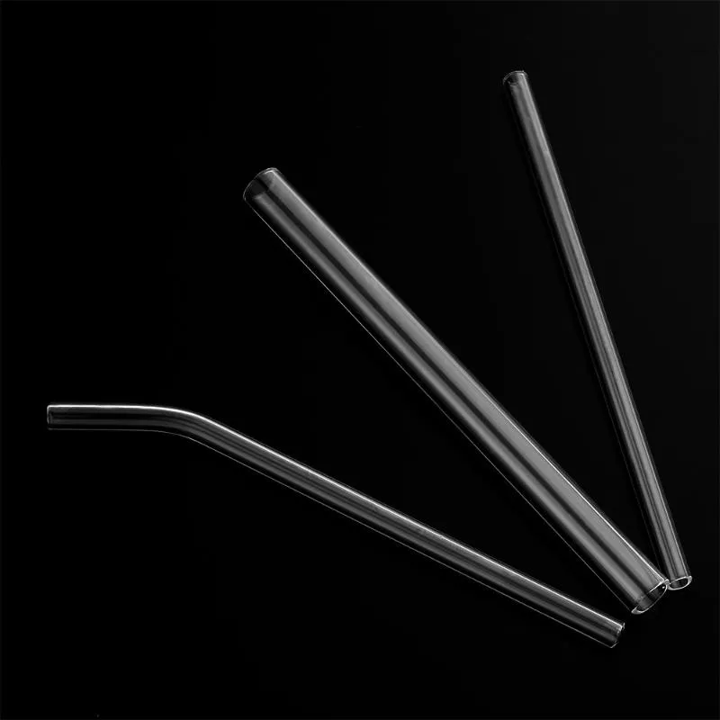 Drinking Straws Reusable Transparent Glass Straight Bent With Clean Brush & Plastic Box Wedding Party Supply2365
