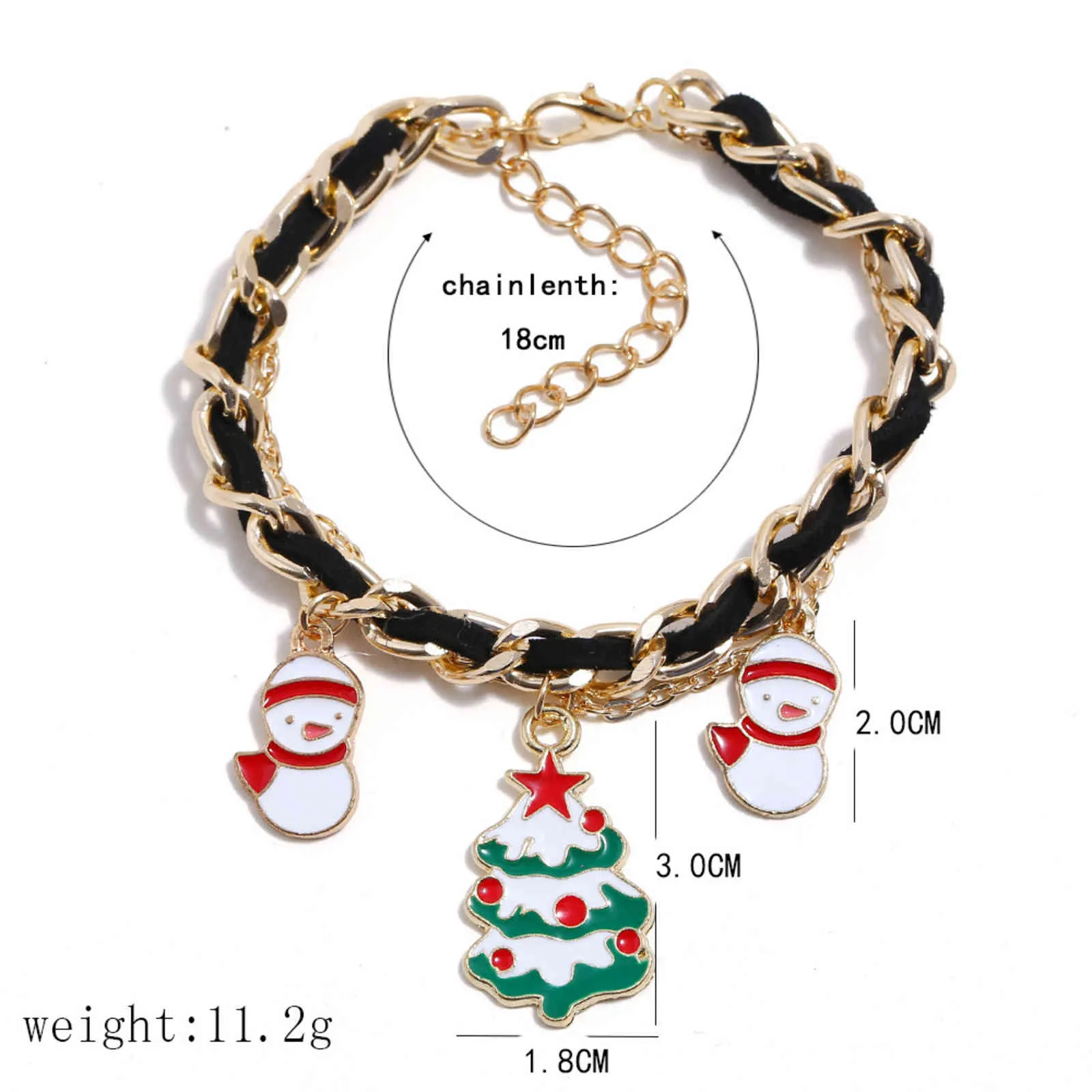 Ny 6styl Metallic Santa Claus Merry Christmas Snowmen Deer Armband Xmas Inredning För Hem Gåvor Jul Ornament Noel