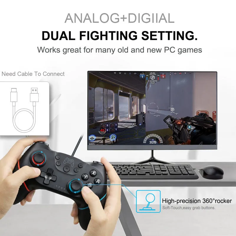 Wireless Bluetooth Gamepad para Nintend Switch Controller Joystick para PC nsswitch Pro com alça 6xis Gaming Green Consola 2105191016