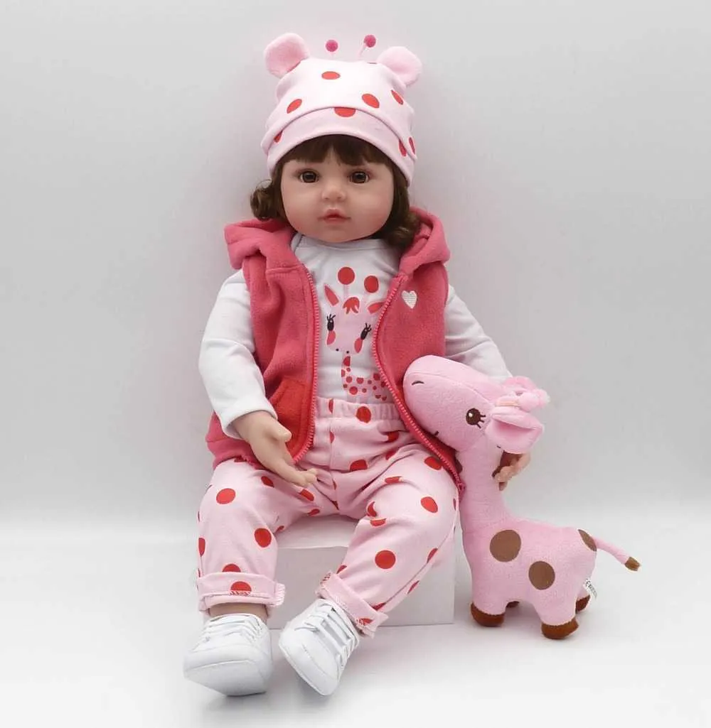 bebe doll reborn toddler 47cm soft silicone reborn baby dolls soft body lifelike menina Christmas surprice girl gifts doll Q0910