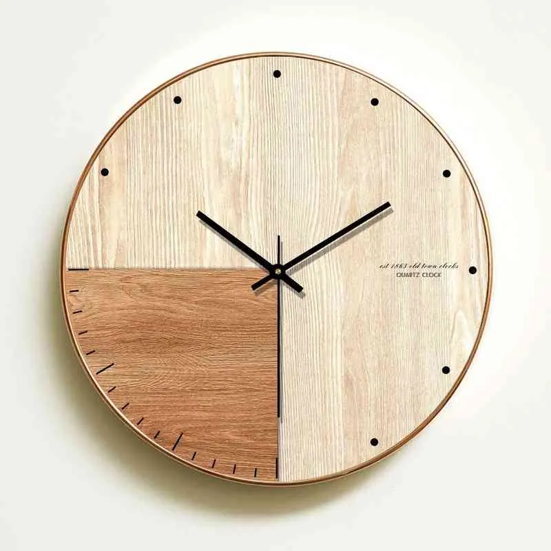 Orologio da parete Design semplice e moderno Orologi in legno camera da letto Orologio da parete in legno Home Decor Silent H1230