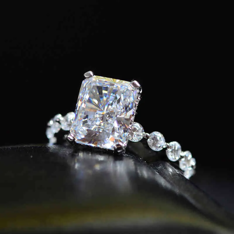 OEVAS 100% 925 スターリングシルバー結婚指輪セット女性のためのスパーキング作成モアッサナイト宝石ダイヤモンド婚約ファインジュエリー