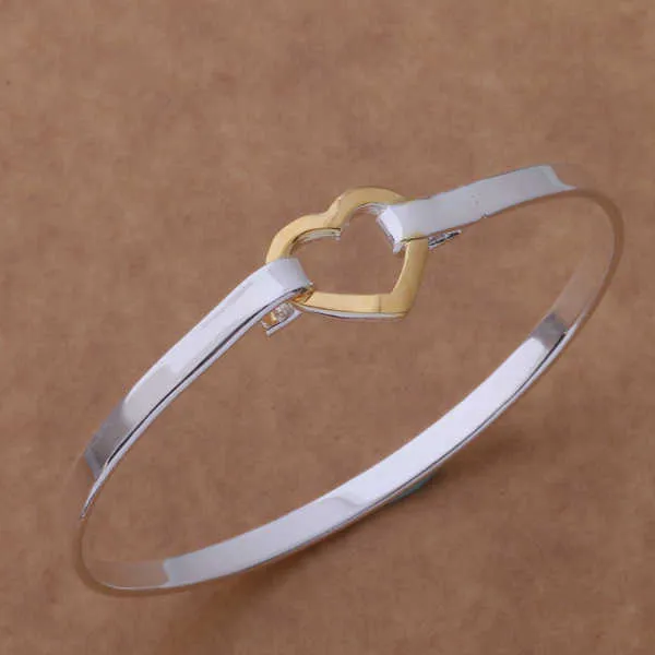 AB024 Hot Sterling Bangle Armband, Mode-sieraden Hart Shackle / Afjaiwqa Ahzaizga Silver Color Q0719