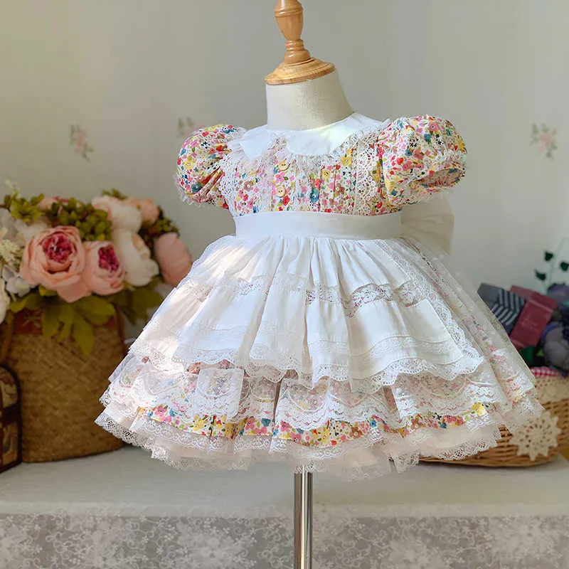 Dzieci Letnie Hiszpańskie Kwiatowe Suknie Dla Dziewczyn Vintage Hiszpania Suknie Balowe Dziecko Urodziny Lotia Dzieci Boutique Dress 210615