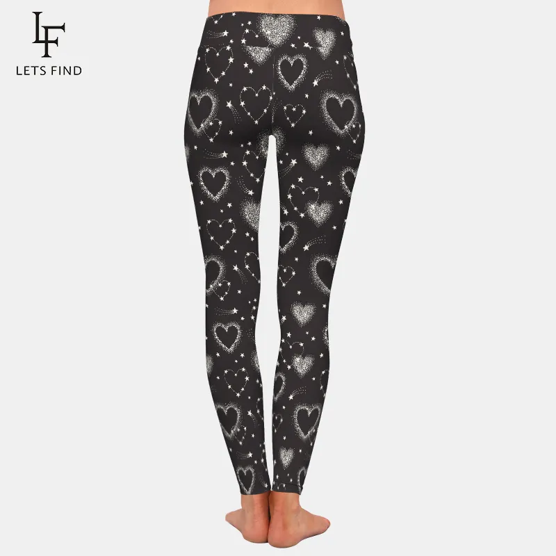 Letsfind Hot Sales Leggings Formas de coração Constelações Imprima a cintura alta cintura Legging de alta elasticidade PLUS SIZER MULHES 201014