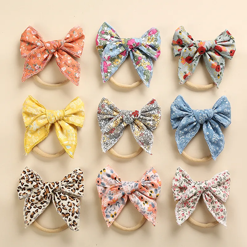 4 Inches Baby Bows Headband Girl Hairband Floral Hair Bands For New Born Princess Accessories Kids Bandages Nylon Headbands