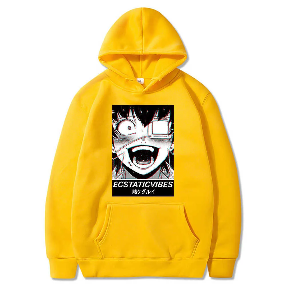 Janpanesa KikaGurui Hoodie Men Midary Ikishima Drukowana Bluza z długim rękawem Ubrania z kapturem Y0727