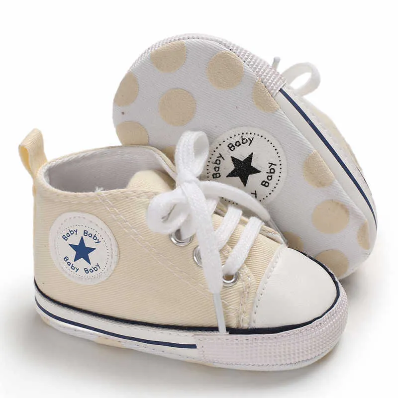 Printemps et automne bébé enfant en bas âge décontracté solide étoiles décor chaussures en toile différentes couleurs 210528