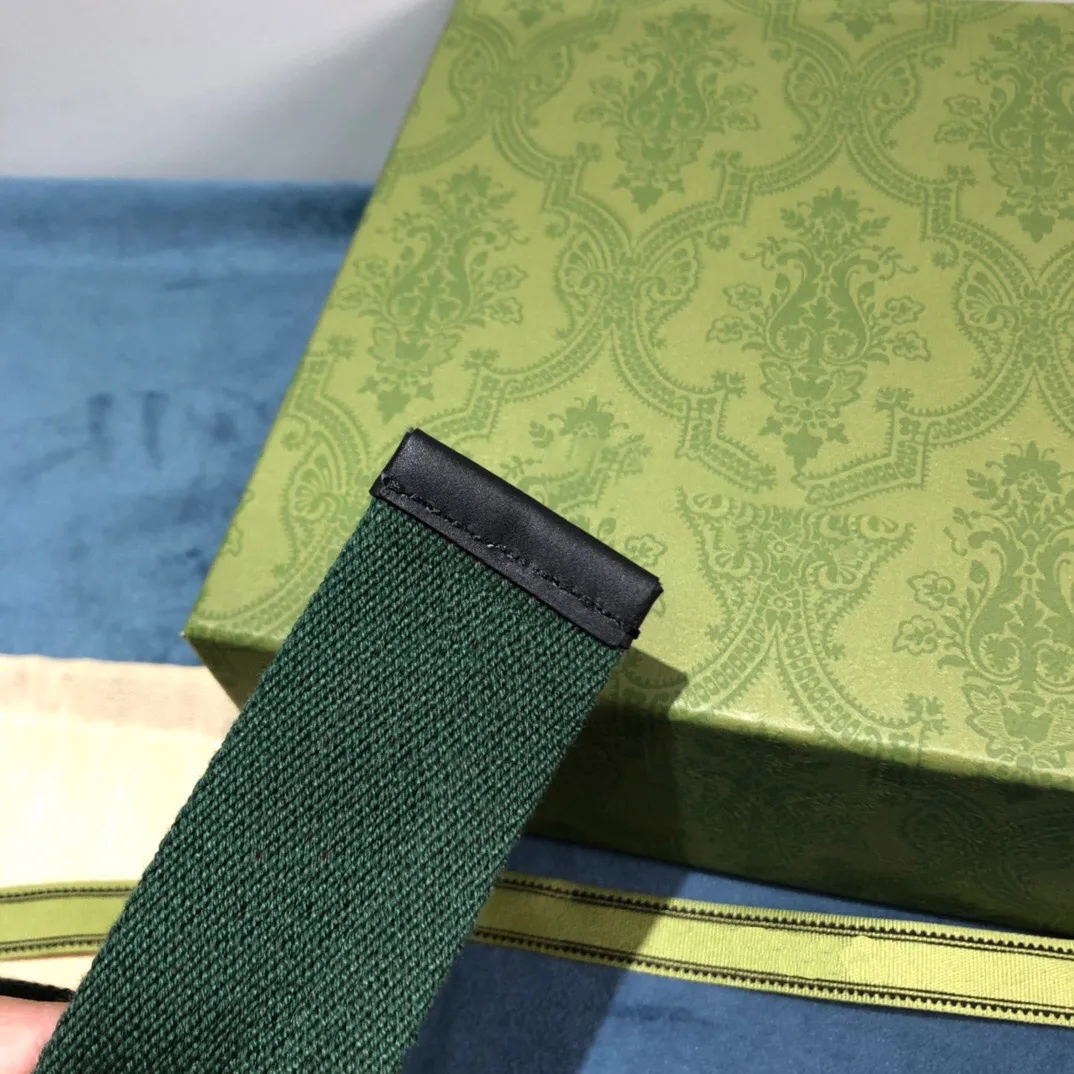 Clássico macio verde azul lona homens cintos moda qualidade superior verde web mulheres cinto com caixa homens designers cintos 0189245m