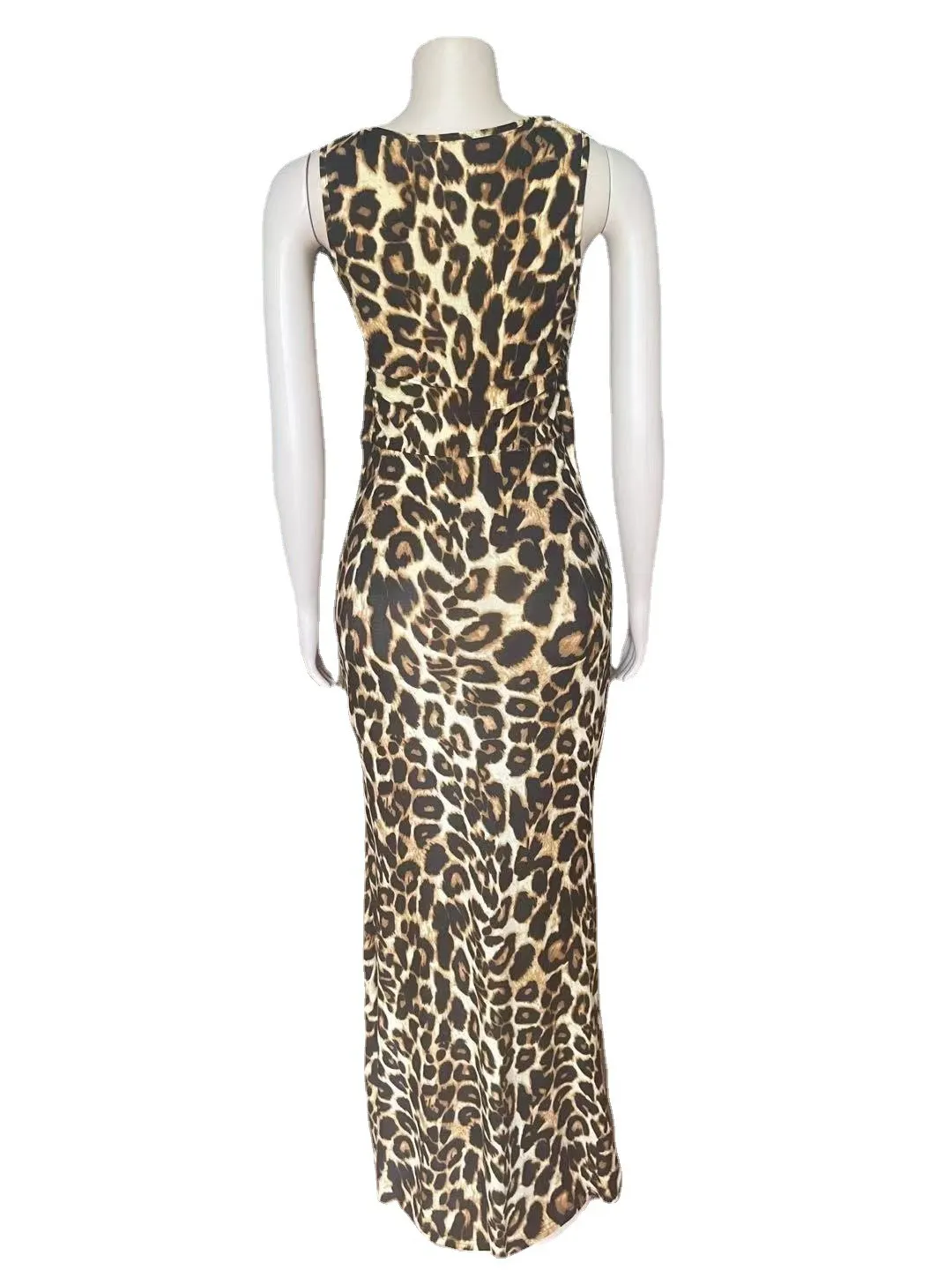 Mulheres Vestidos Verão Vestido de Mujer Sweet Girl Leopard Impresso Elegant Hollow Out Party Club Robe Sexy Outfits 210525