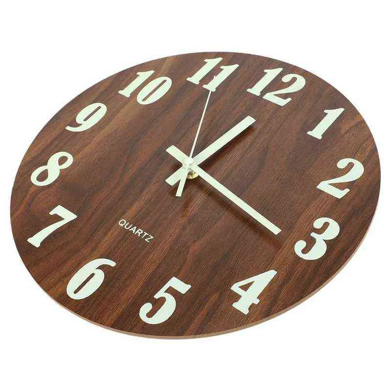 2X 12 Inch Night Light Function Wooden Wall Clock Vintage Rustic Country Tuscan Style For Kitchen Office Operated Clocks H1230