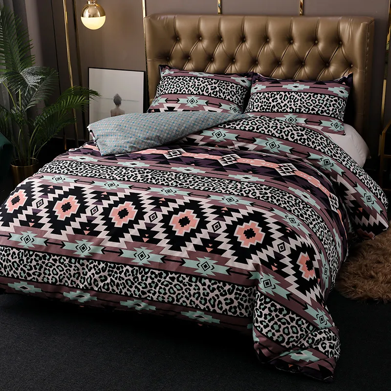 Bohemian Duvet Cover Geometric Etnic Bedding Set Single Double Queen King 240x220 Par Quilt täcker sängkläder inget lakan