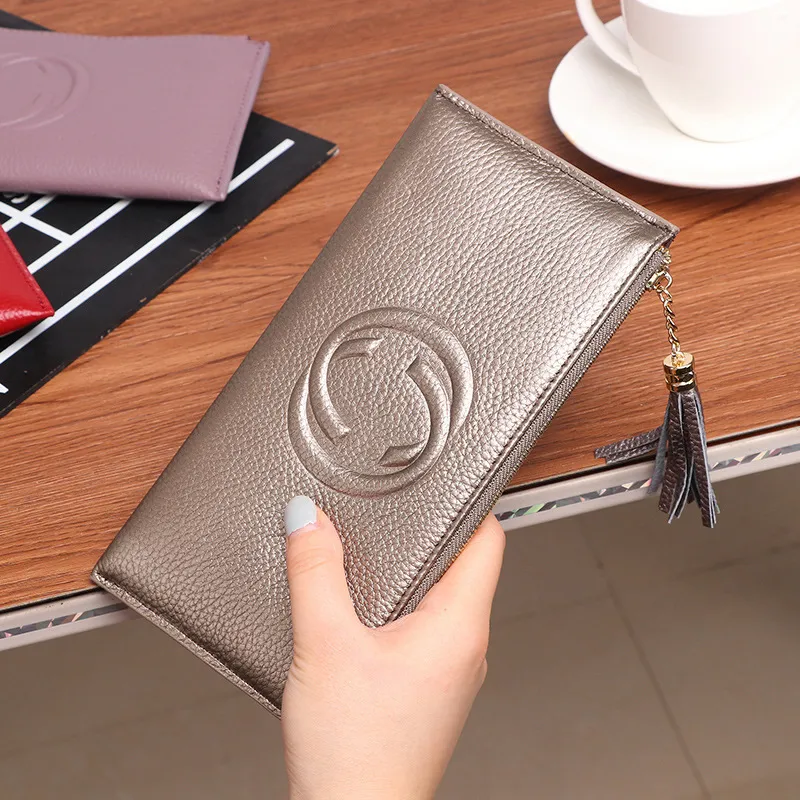 new wallet women's long leather multi card large capacity buckle leather wallet1915