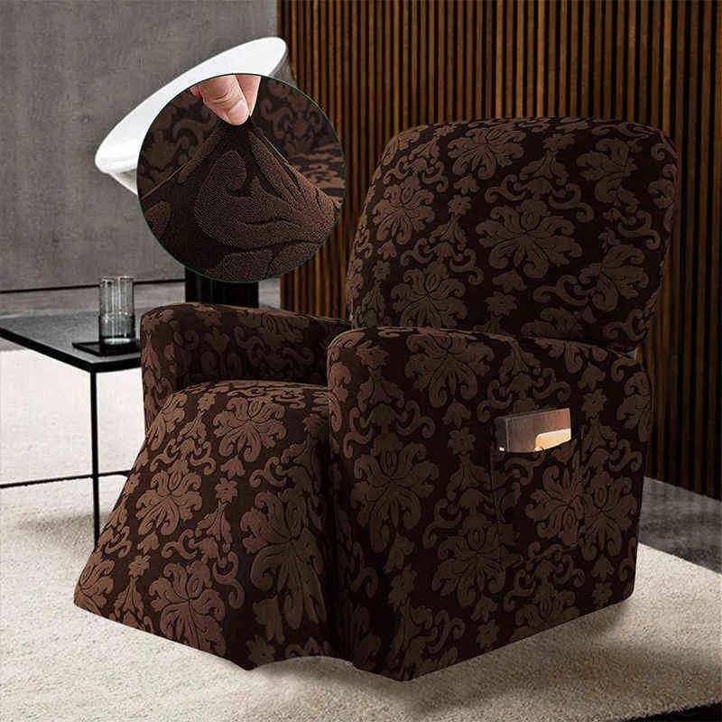 Housse de chaise inclinable en jacquard, housse de fauteuil élastique, massage relaxant tout compris, 211207