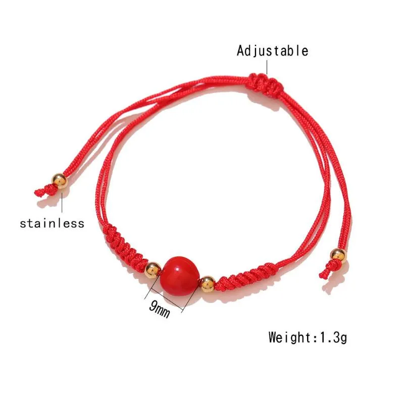 Chaîne à maillons Simple Lovers Lucky Wish Bracelet en corde de haricot rouge pour les femmes à la main Bracelets à cordes noires Couples Bijoux de fête Cadeau F240v