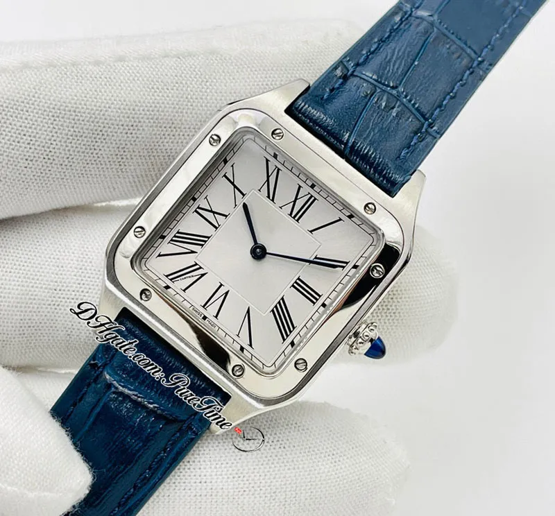 Np. Dumont WSSA0022 WSSA0023 43 38 mm Szwajcarskie miłośnicy kwarcowe Zatrzymaj męskie damskie zegarki damskie zegarki stalowe srebrne markery rzymskie blue272x