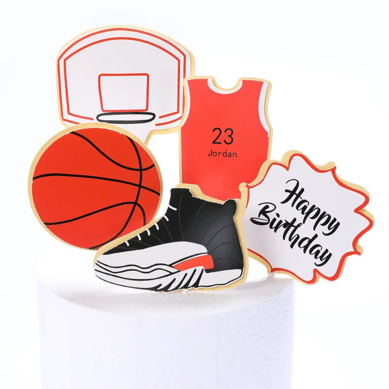 Cake Toppers Glitter fai da te Basket Calcio Set Cupcake Topper Torta Bandiere Bambini Ragazzi Compleanno Matrimonio Sposa Festa di cottura Decor Y200618