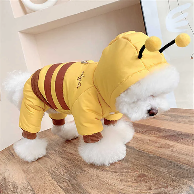 冬の犬のペットの服厚い犬の服ジャンプスーツの衣装の衣装の衣装の衣装の衣装の衣装面白いペットコートのジャケット211007