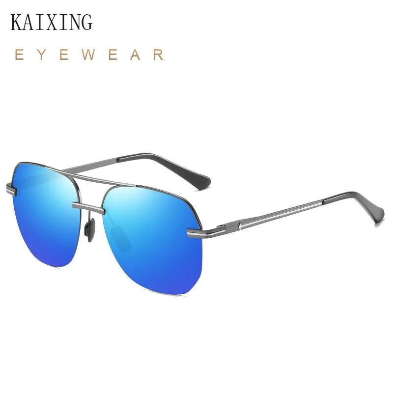 Zonnebrillen Kaixing unisex half frame vierkant gepolariseerde mannen vrouwen anti-glare hd gele lenzen nacht visie rijglazen tinten240j