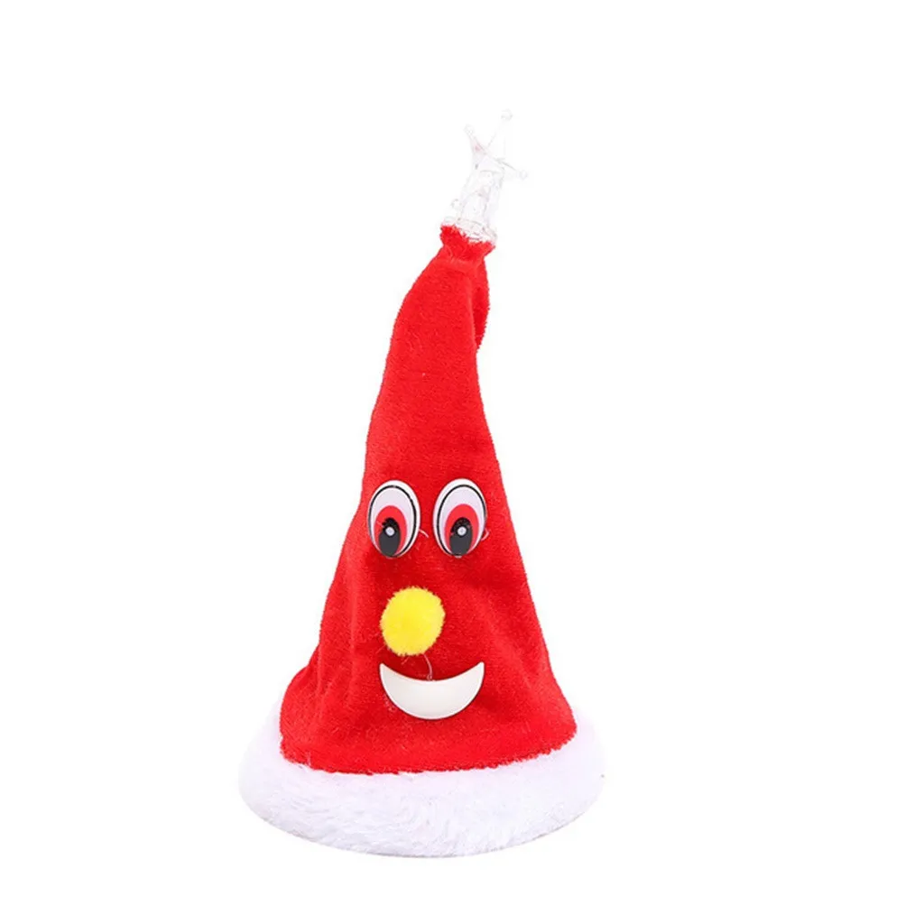 6 Inch Christmas Singing Santa Hat Hats Kids Xmas Adults Swing Tree Cap Ornaments for Xmas Party Accessories Christmas Toy 201006