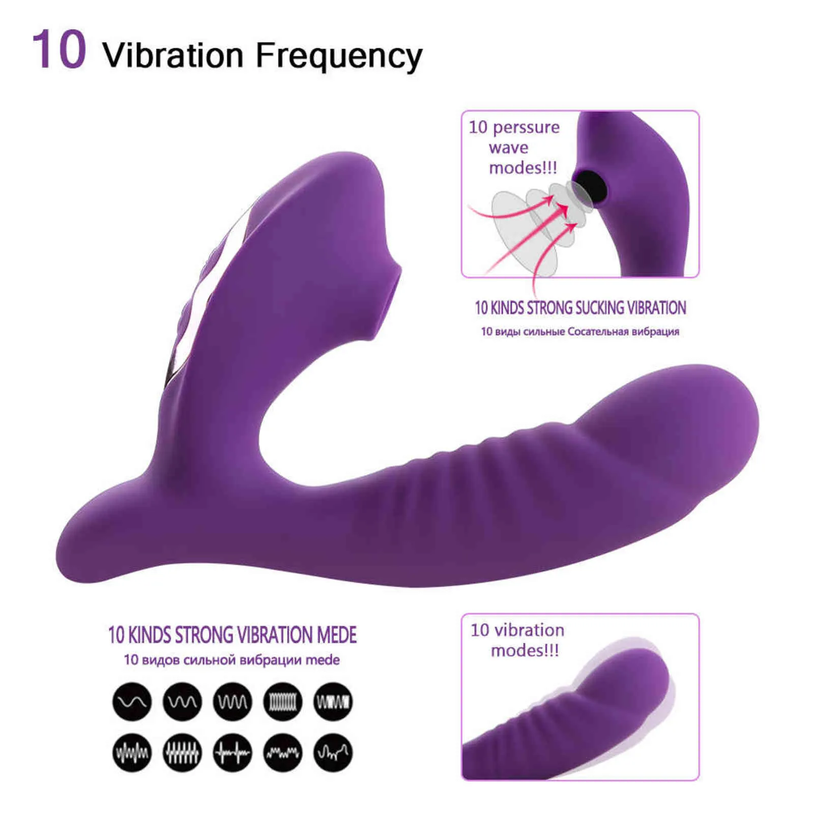 NXYVibrator Vibrateur de silicone avec ventosa pour masturbation femme Jouets sexuels stimulateur l cl￭toris Sexo Oral 10 1123
